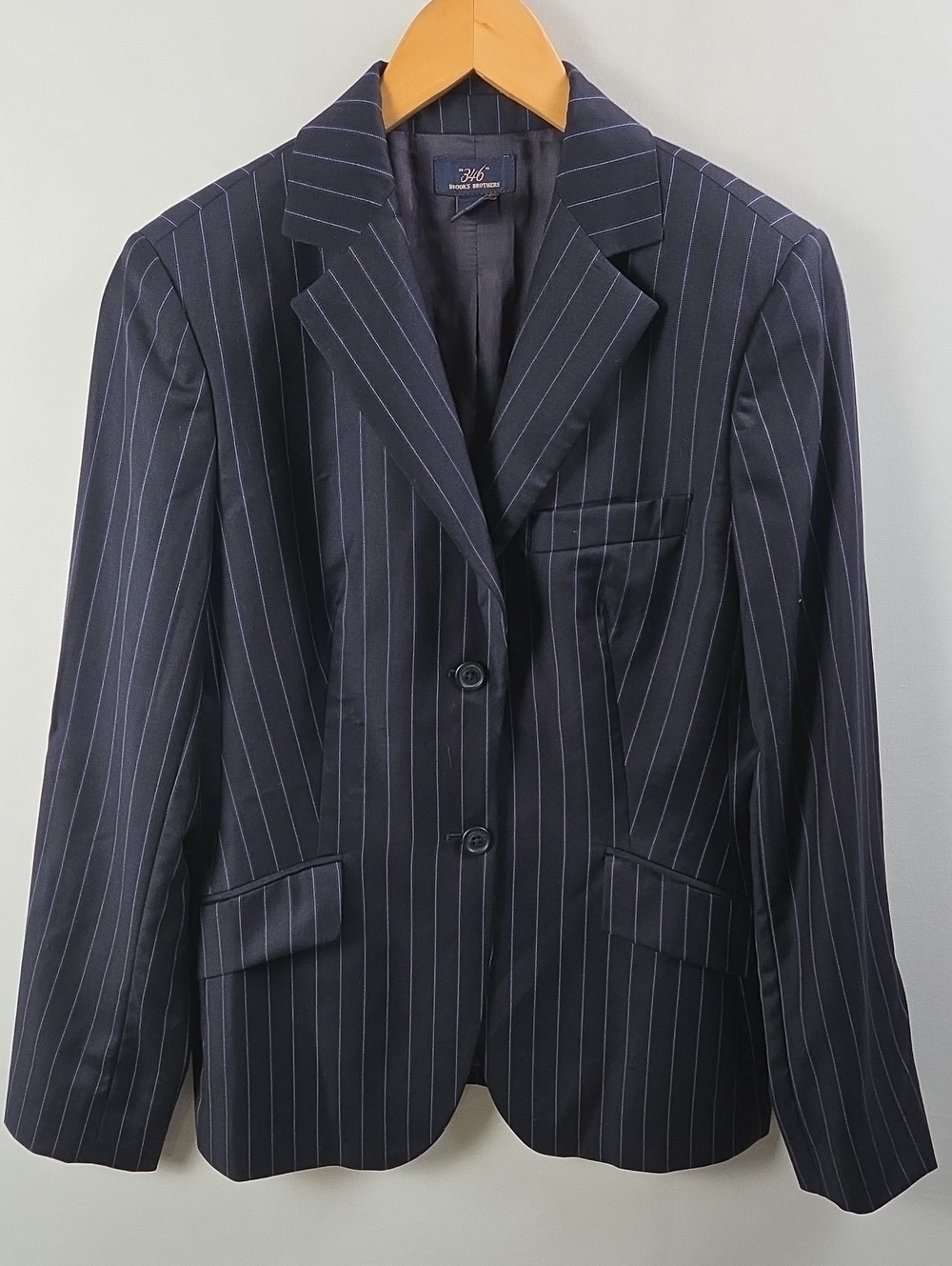 Brooks Brothers 346 100% Wool Navy Pinstripe Blazer Suit Jacket Sz 8 Career